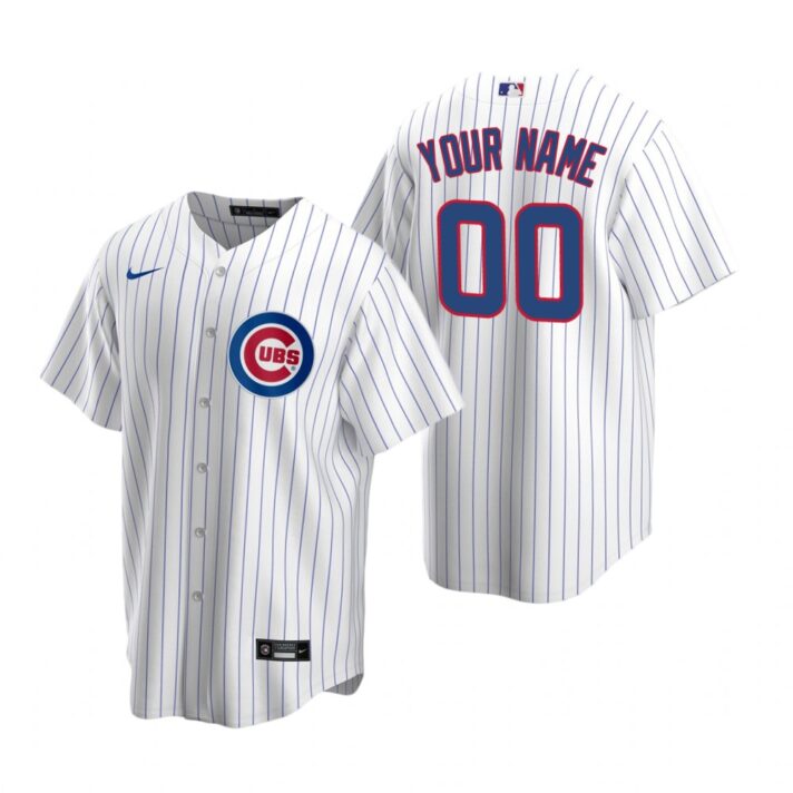 Men’s Chicago Cubs Custom Nike White Stitched MLB Cool Base Home Jersey