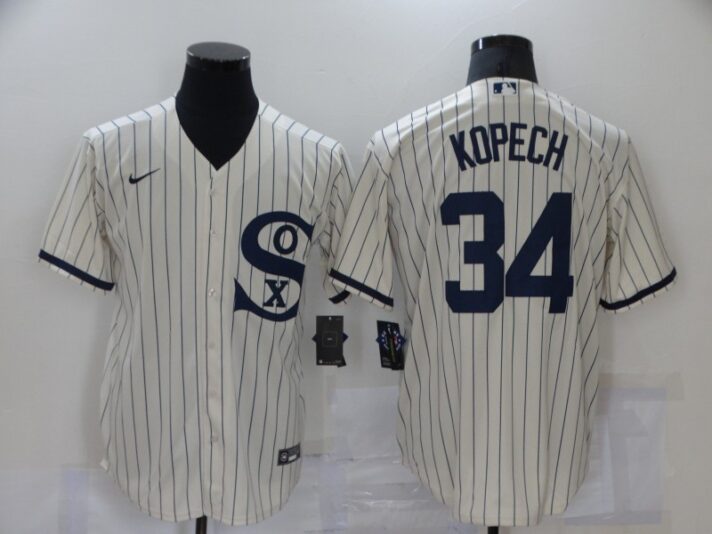 Men’s Chicago White Sox #34 Michael Kopech 2021 Cream Field of Dreams Name Cool Base Stitched Nike Jersey