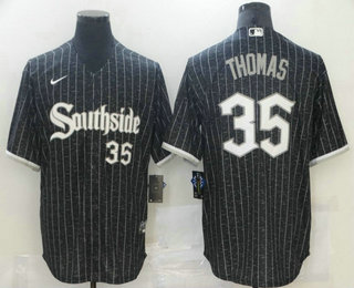 Men’s Chicago White Sox #35 Frank Thomas Black With Small Number 2021 City Connect Stitched MLB Cool Base Nike Jersey