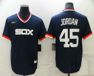 Men’s Chicago White Sox #45 Michael Jordan Navy Blue Cooperstown Collection Cool Base Stitched Nike Jersey