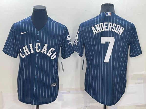 Men’s Chicago White Sox #7 Tim Anderson Navy Cool Base Stitched Jersey