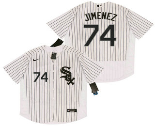 Men’s Chicago White Sox #74 Eloy Jimenez White Pinstripe Stitched MLB Flex Base Nike Jersey