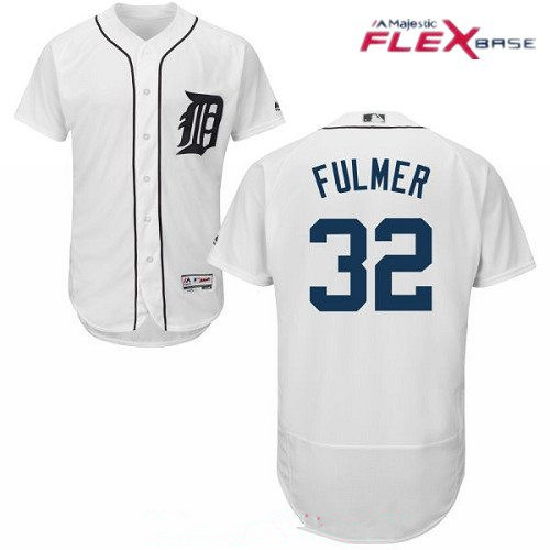 Men’s Detroit Tigers #32 Michael Fulmer White Home Stitched MLB Majestic Flex Base Jersey