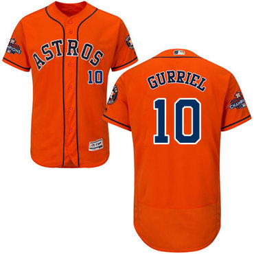Men’s Houston Astros #10 Yuli Gurriel Orange Flexbase Authentic Collection 2017 World Series Champions Stitched MLB Jersey