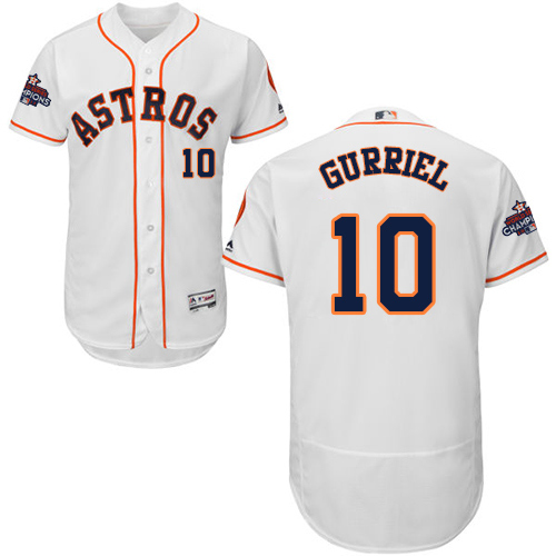 Men’s Houston Astros #10 Yuli Gurriel White Flexbase Authentic Collection 2017 World Series Champions Stitched MLB Jersey