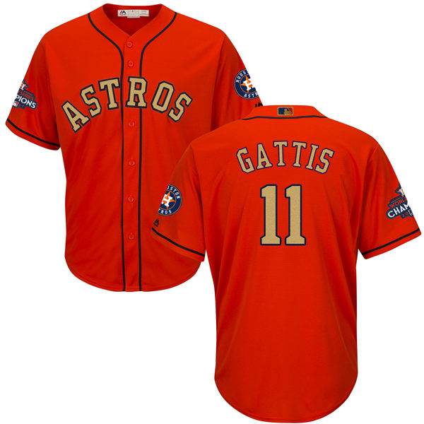 Men’s Houston Astros #11 Evan Gattis Orange 2018 Gold Program Cool Base Stitched MLB Jersey