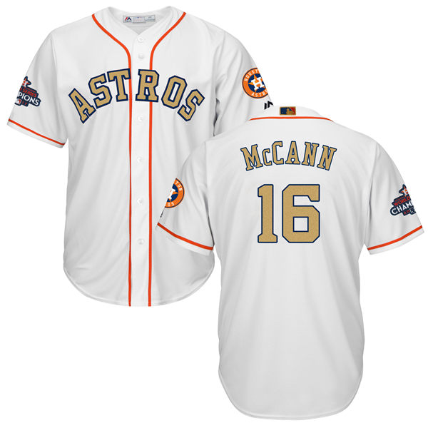 Men’s Houston Astros #16 Brian McCann White 2018 Gold Program Cool Base Stitched MLB Jersey