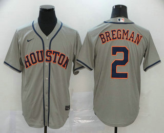 Men’s Houston Astros #2 Alex Bregman Gray Stitched MLB Cool Base Nike Jersey