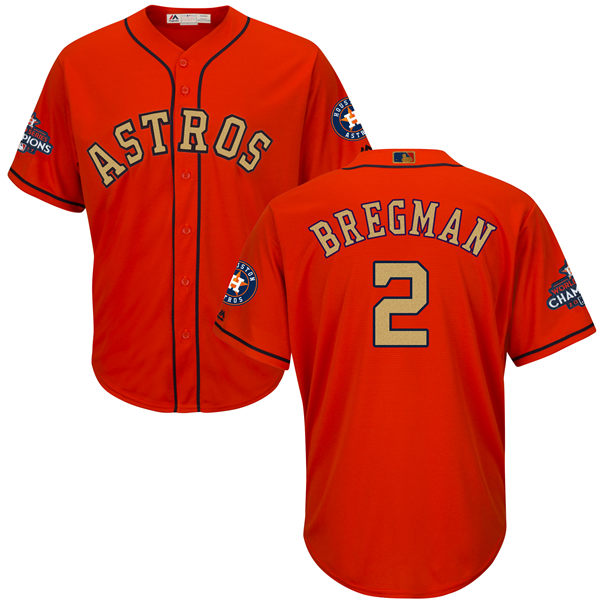 Men’s Houston Astros #2 Alex Bregman Orange 2018 Gold Program Cool Base Stitched MLB Jersey