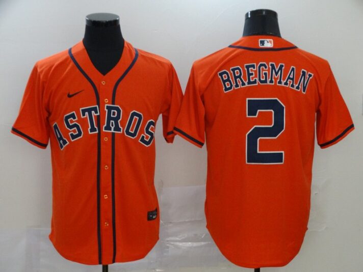 Men’s Houston Astros #2 Alex Bregman Orange Stitched MLB Cool Base Nike Jersey
