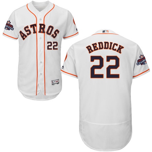 Men’s Houston Astros #22 Josh Reddick White Flexbase Authentic Collection 2017 World Series Champions Stitched MLB Jersey