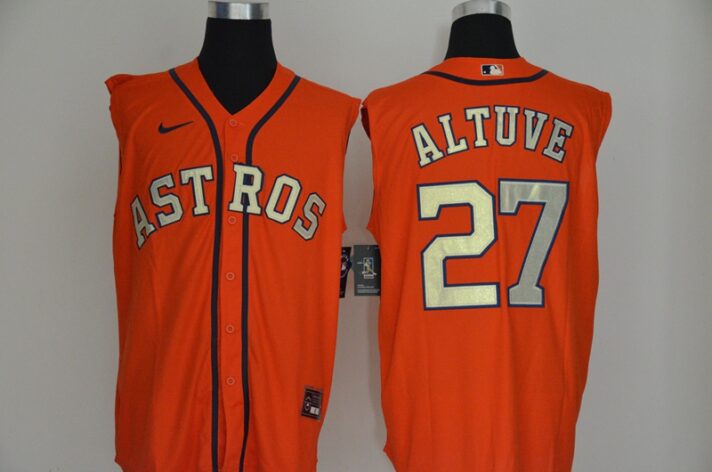 Men’s Houston Astros #27 Jose Altuve Orange Gold 2020 Cool and Refreshing Sleeveless Fan Stitched MLB Nike Jersey