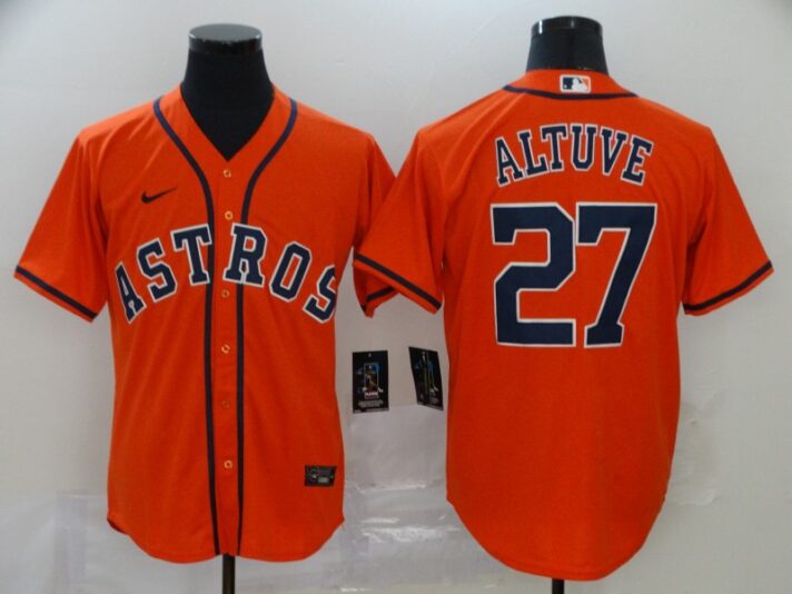Men’s Houston Astros #27 Jose Altuve Orange Stitched MLB Cool Base Nike Jersey