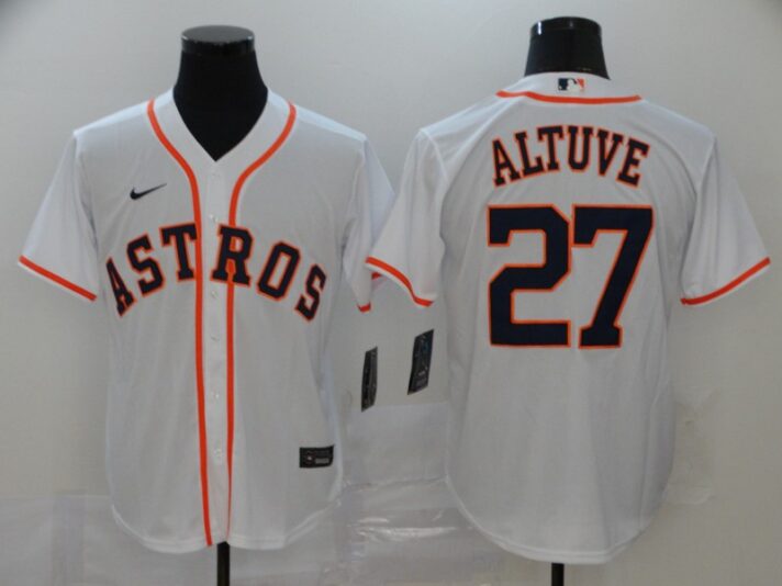Men’s Houston Astros #27 Jose Altuve White Stitched MLB Cool Base Nike Jersey
