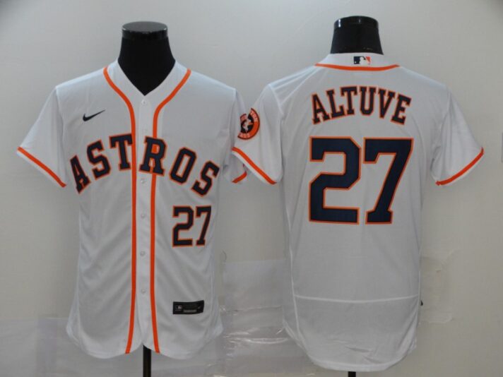 Men’s Houston Astros #27 Jose Altuve White Stitched MLB Flex Base Nike Jersey