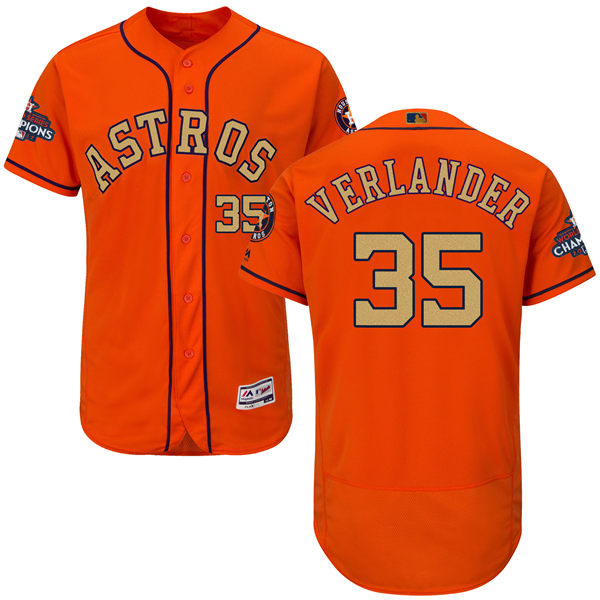 Men’s Houston Astros #35 Justin Verlander Orange 2018 Gold Program Flexbase Stitched MLB Jersey