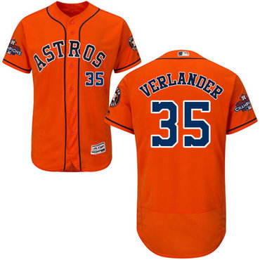 Men’s Houston Astros #35 Justin Verlander Orange Flexbase Authentic Collection 2017 World Series Champions Stitched MLB Jersey
