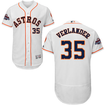 Men’s Houston Astros #35 Justin Verlander White Flexbase Authentic Collection 2017 World Series Champions Stitched MLB Jersey