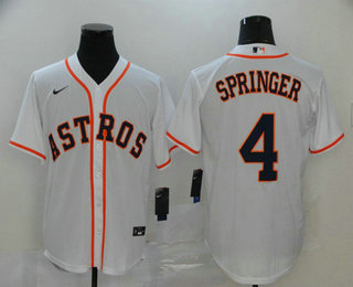Men’s Houston Astros #4 George Springer White Stitched MLB Cool Base Nike Jersey