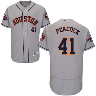 Men’s Houston Astros #41 Brad Peacock Grey Flexbase Authentic Collection 2017 World Series Champions Stitched MLB Jersey