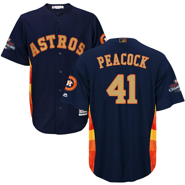Men’s Houston Astros #41 Brad Peacock Navy Blue 2018 Gold Program Cool Base Stitched MLB Jersey