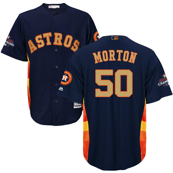 Men’s Houston Astros #50 Charlie Morton Navy Blue 2018 Gold Program Cool Base Stitched MLB Jersey