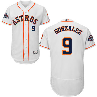 Men’s Houston Astros #9 Marwin Gonzalez White Flexbase Authentic Collection 2017 World Series Champions Stitched MLB Jersey