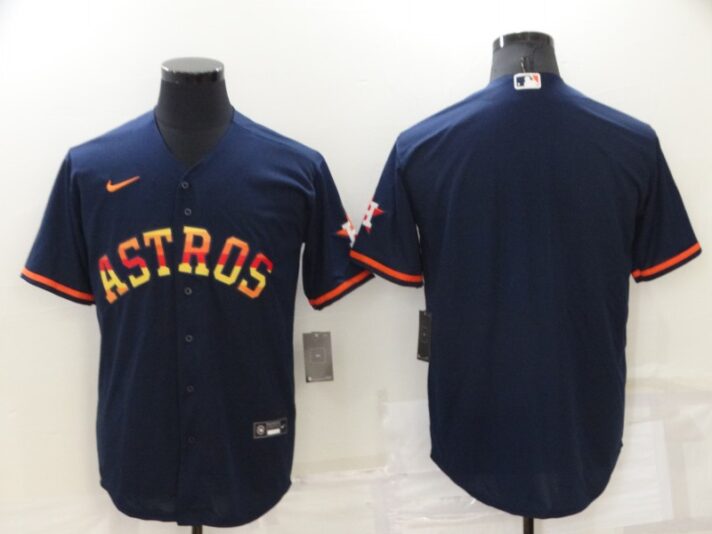Men’s Houston Astros Blank Navy Blue Rainbow Stitched MLB Cool Base Nike Jersey