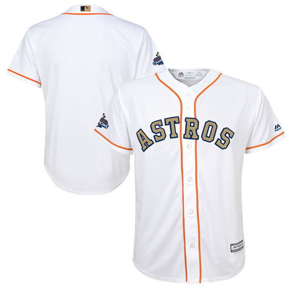 Men’s Houston Astros Blank White 2018 Gold Program Cool Base Stitched MLB Jersey