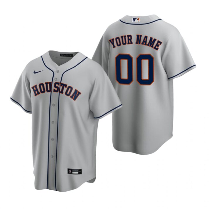Men’s Houston Astros Custom Nike Gray Stitched MLB Cool Base Road Jersey