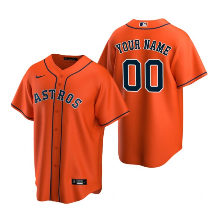 Men’s Houston Astros Custom Nike Orange Stitched MLB Cool Base Jersey
