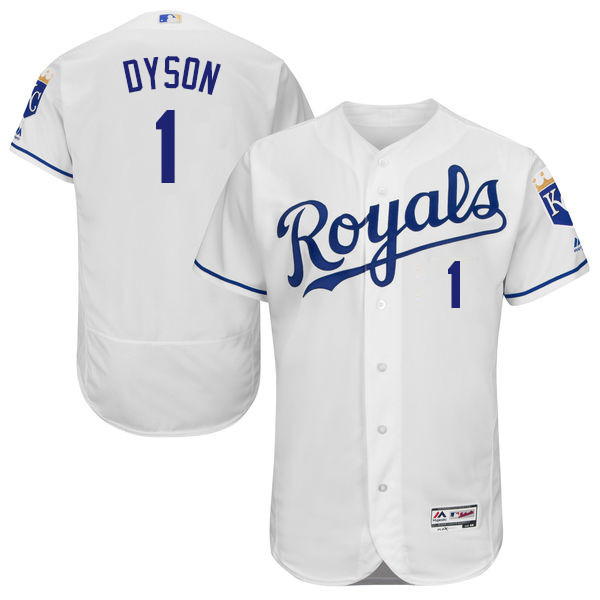 Men’s Kansas City Royals #1 Jarrod Dyson Majestic White 2016 Flexbase Authentic Collection Jersey
