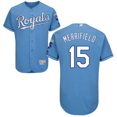 Men’s Kansas City Royals #15 Whit Merrifield Light Blue 2016 Flexbase Majestic Baseball Jersey