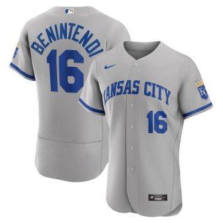 Men’s Kansas City Royals #16 Andrew Benintendi Grey Flex Base Stitched Jersey