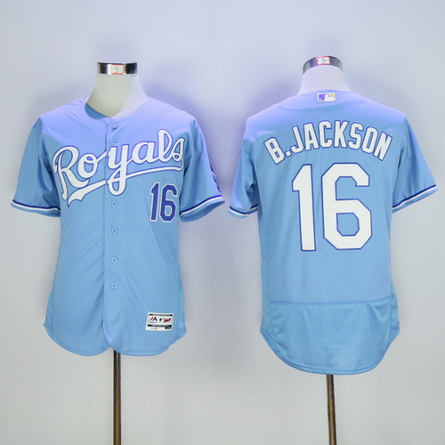 Men’s Kansas City Royals #16 Bo Jackson Retired Light Blue 2016 Flexbase Majestic Baseball Jersey