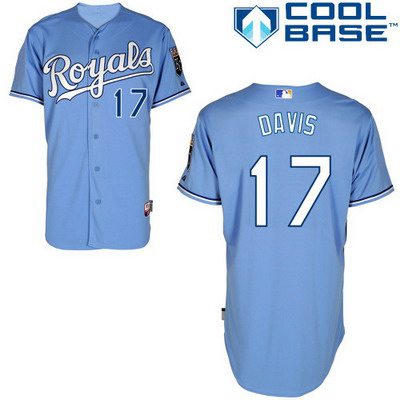 Men’s Kansas City Royals #17 Wade Davis Light Blue Jersey