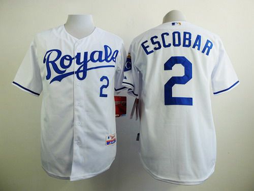 Men’s Kansas City Royals #2 Alcides Escobar White Jersey