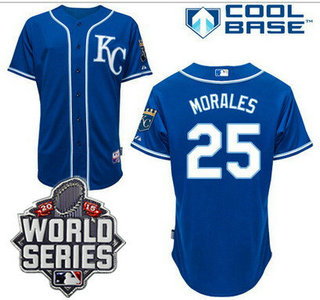 Men’s Kansas City Royals #25 Kendrys Morales KC Blue Alternate Baseball Jersey With 2015 World Series Patch