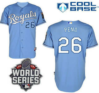 Men’s Kansas City Royals #26 Francisco Pena Light Blue Alternate Baseball Jersey With 2015 World Series Patch