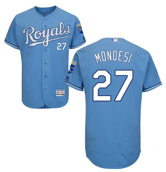 Men’s Kansas City Royals #27 Raul A. Mondesi Light Blue Stitched MLB 2016 Majestic Flex Base Jersey