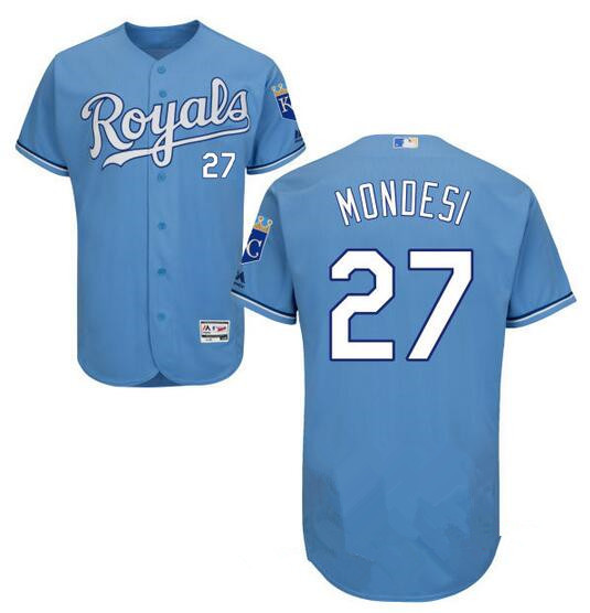 Men’s Kansas City Royals #27 Raul A. Mondesi Light Blue Stitched MLB Majestic Cool Base Jersey