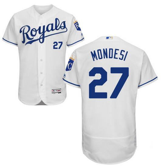 Men’s Kansas City Royals #27 Raul A. Mondesi White Home Stitched MLB 2016 Majestic Flex Base Jersey