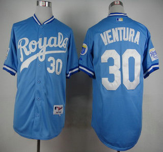 Men’s Kansas City Royals #30 Yordano Ventura 1985 Turn Back The Clock Blue Jersey