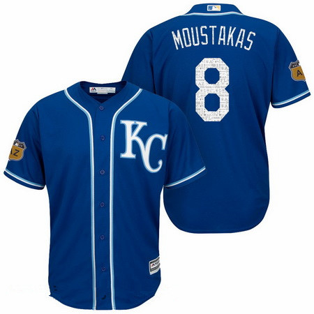 Men’s Kansas City Royals #8 Mike Moustakas Royal Blue 2017 Spring Training Stitched MLB Majestic Cool Base Jersey