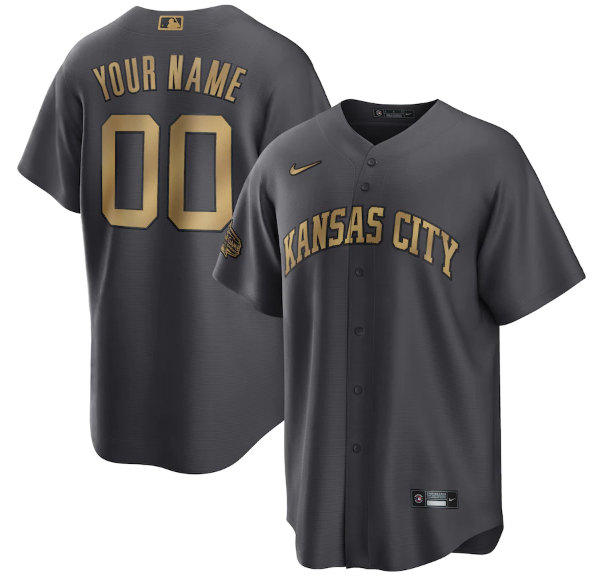 Men’s Kansas City Royals Active Player Custom Charcoal 2022 All-Star Cool Base Stitched Baseball Jersey