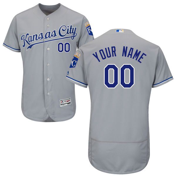 Men’s Kansas City Royals Customized Gray Road 2016 Flexbase Majestic Collection Baseball Jersey