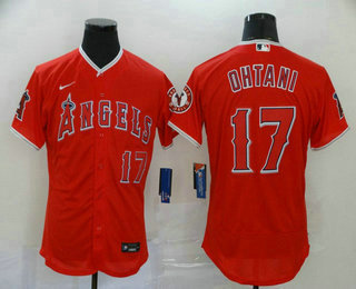 Men’s Los Angeles Angels #17 Shohei Ohtani Red Stitched MLB Flex Base Nike Jersey