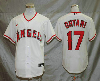 Men’s Los Angeles Angels #17 Shohei Ohtani White Stitched MLB Cool Base Nike Jersey