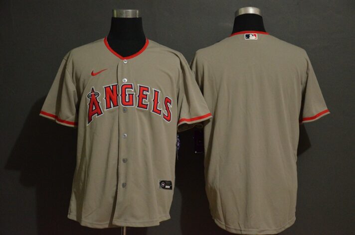 Men’s Los Angeles Angels Blank Gray Stitched MLB Cool Base Nike Jersey