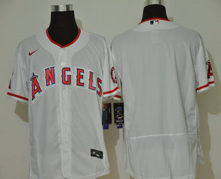 Men’s Los Angeles Angels Blank White Stitched MLB Flex Base Nike Jersey